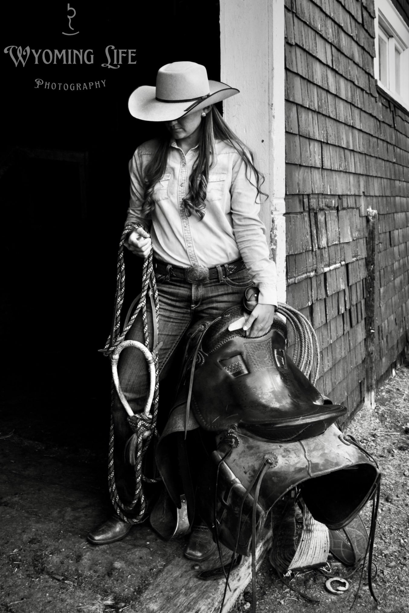 Matte Print, Simple Cowgirl B/W